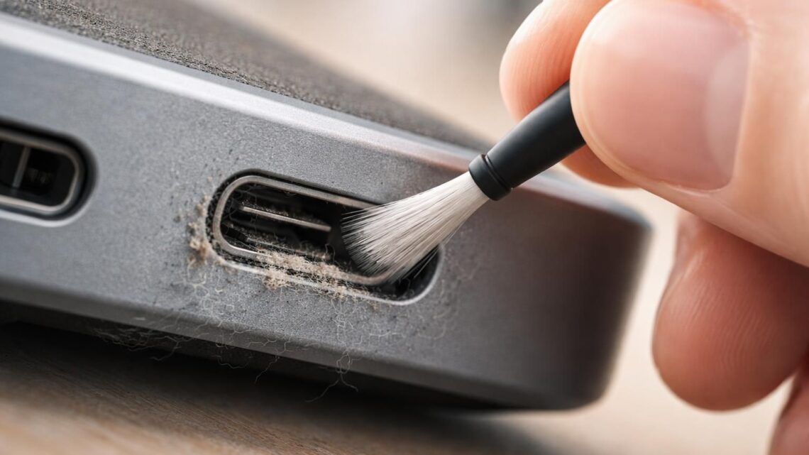 Port USB-C : enlever poussière et saletés sans risque