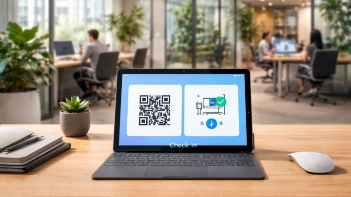 Tablette Windows en “hot desking” : check-in QR code et réservation de poste