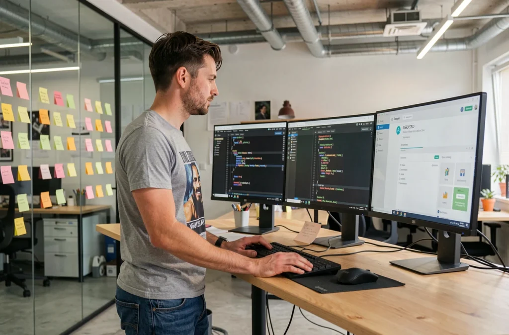 Créateur de site web et consultant SEO de Bootik de Com travaillant dans un studio créatif à Saint-Denis