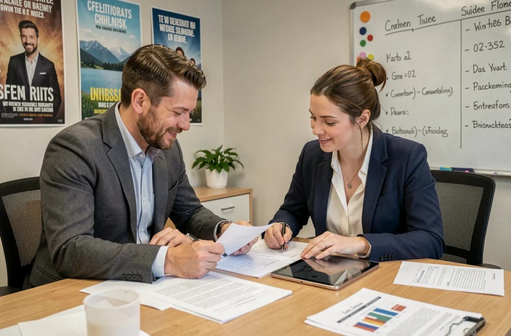 Deux consultants de l'agence Complémentarité Toulouse collaborant sur des offres d'emploi en réunion
